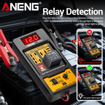 ANENG 11-25V Relay Detector RT01 Digital Universal 4/5 Pins Car Battery Vehicle Detection Digital Display Voltage Battery Tester